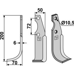 Couteau 200x50mm, gauche - Casorzo - SU4 - CU6