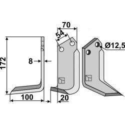 Couteau 172x70mm, gauche - Carraro Antonio