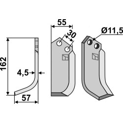 Couteau 162x55mm, gauche - Bungartz - N 5266