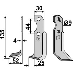 Couteau 135x30mm, gauche - Brumital-Agris - 02Z09