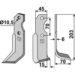 Couteau 203x45mm, droit - Brumital-Agris
