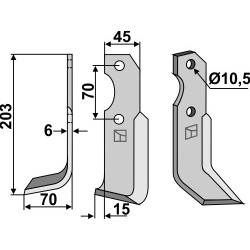 Couteau 203x45mm, gauche - Brumital-Agris