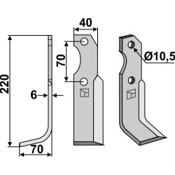 Couteau 220x40mm, gauche - Brumital-Agris - 20Z06