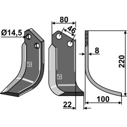 Couteau 220x80mm, droit - Breviglieri - 0003061D