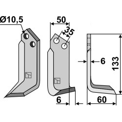 Couteau 133x50mm, droit - M.E.A.A.T. - 1274