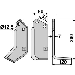 Couteau 200x80mm, droit - Breviglieri - B2-B12-BV2 (20439)
