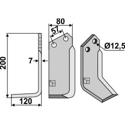Couteau 200x80mm, gauche - Breviglieri - B2-B12-BV2 (20439)