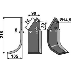 Couteau 218x90mm, gauche - Breviglieri - 0066046S