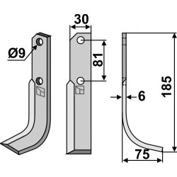 Couteau 185x30mm, droit - Bertolini - S.307 / 01353362