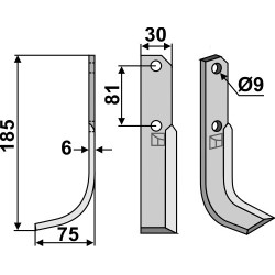 Couteau 185x30mm, gauche - Bertolini - S.307 / 01353262