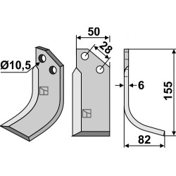Couteau 155x50mm, droit - Bertolini - 13014