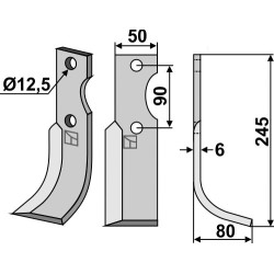 Couteau 245x50mm, droit - Bertolini - 12522