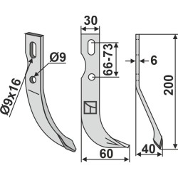 Universel Couteau 200x30mm, droit - Benassi