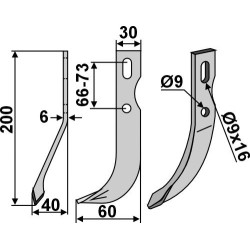 Universel Couteau 300x30mm, gauche - Benassi