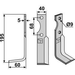 Couteau 195x40mm, gauche - Benassi - Z4 - 6CM005