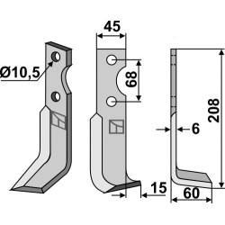 Couteau 208x45mm, droit - Benassi - S.300 (18-7) - 6CM0800