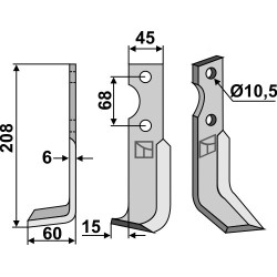 Couteau 208x45mm, gauche - Benassi - S.300 (18-7) - 6CM0900