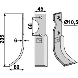 Couteau 205x45mm, gauche - Benassi - S.300 (18-6) - 6CM011