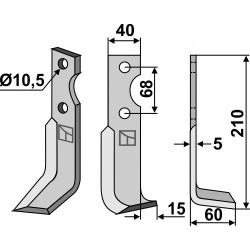 Couteau 210x40mm, droit - Benassi - RL303-304 - 6CM0115