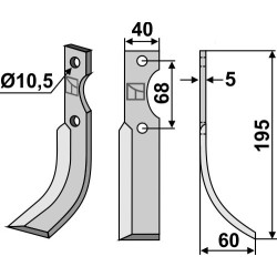 Couteau 195x40mm, droit - Barbieri - 606028