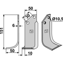 Couteau 151x50mm, gauche - Badalini - MD - ME 5145