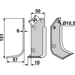 Couteau 151x50mm, gauche - Badalini - MR-MS777B