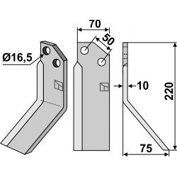 Couteau 220x70mm, droit - Badalini - FM 6401 A