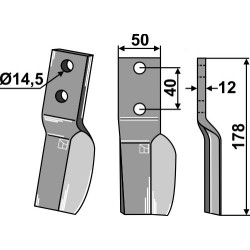 Dent rotative 178x50mm, droit - Badalini