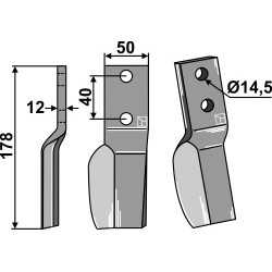 Dent rotative 178x50mm, gauche - Badalini