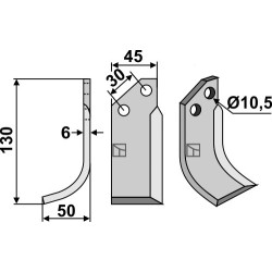 Couteau 130x45mm, gauche - Badalini - MA 5034