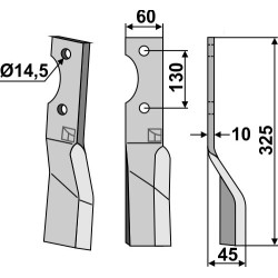 Dent rotative 325x60mm, droit - Alpego - DO543