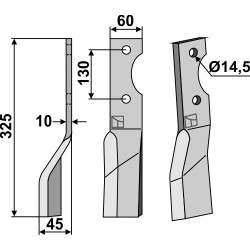 Dent rotative 325x60mm, gauche - Alpego - DO544