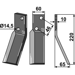 Dent rotative 220x60mm, droit - Agric