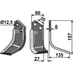 Couteau 157x60mm, droit - Agrator