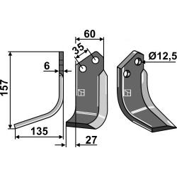 Couteau 157x60mm, gauche - Agrator