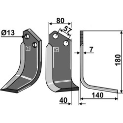 Couteau 180x80mm, droit - Agrator