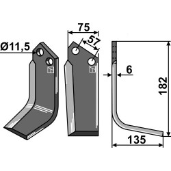 Couteau 182x75mm, droit - Agrator