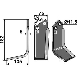 Couteau 182x75mm, gauche - Agrator
