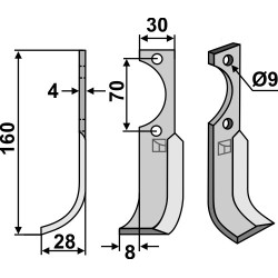 Couteau 160x30mm, gauche - Agria - 27129