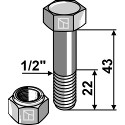 Boulon avec écrou à freinage interne - 1/2''UNF - Taarup - 40882400