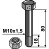 Boulon à tête hexagonale M10x1,5x80 avec écrou à freinage interne - Müthing - Schraube: MU0801041 Mutter: MU980201