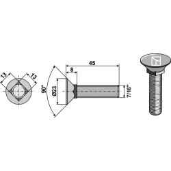 Boulon de charrue 7/16"x45 - Bourgault