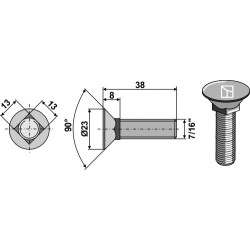 Boulon de charrue 7/16"x38 - Bourgault