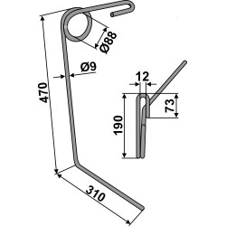 Griffe de semoir Ø9mm - gauche - Nordsten