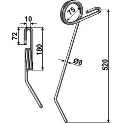 Griffe de semoir Ø8mm, droit - Nodet