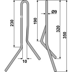 Griffe de semoir Ø9mm - Type D8 - Hassia - 054939