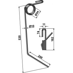 Griffe de semoir Ø10mm, gauche - Kverneland - AC431802