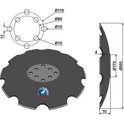 Disque crénelé - Ø560x4 - Agrisem - TCS-DIS-537