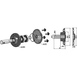 Roulement rainuré à billes pour coutres circulaires compl. avec arbre Ø25mm - Rabe - 90085601