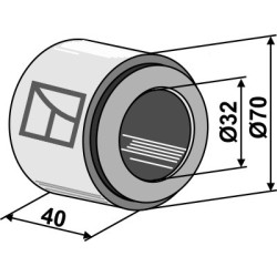 Bague en fer compl. avec palier en boi dur incorporé - Ø32mm